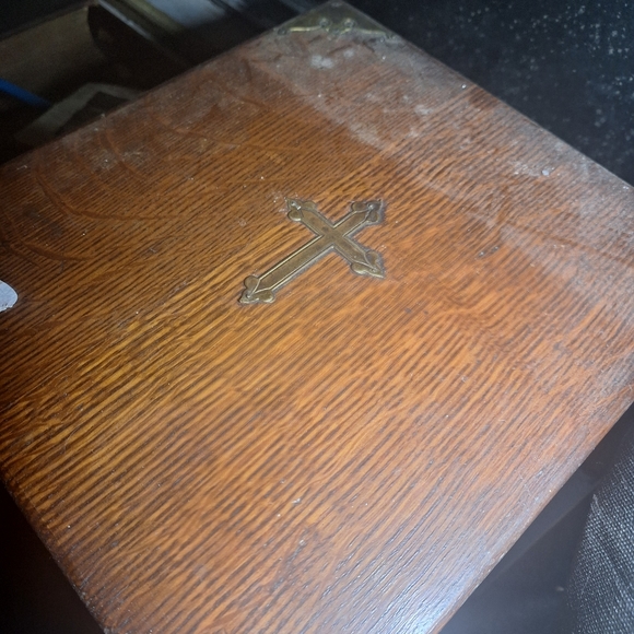 Cross with candles holders old